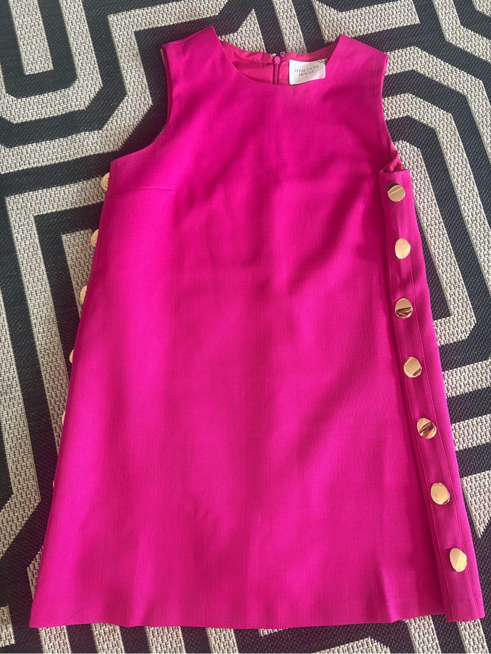 Tuckernuck Fuchsia Shift Dress with Gold Buttons